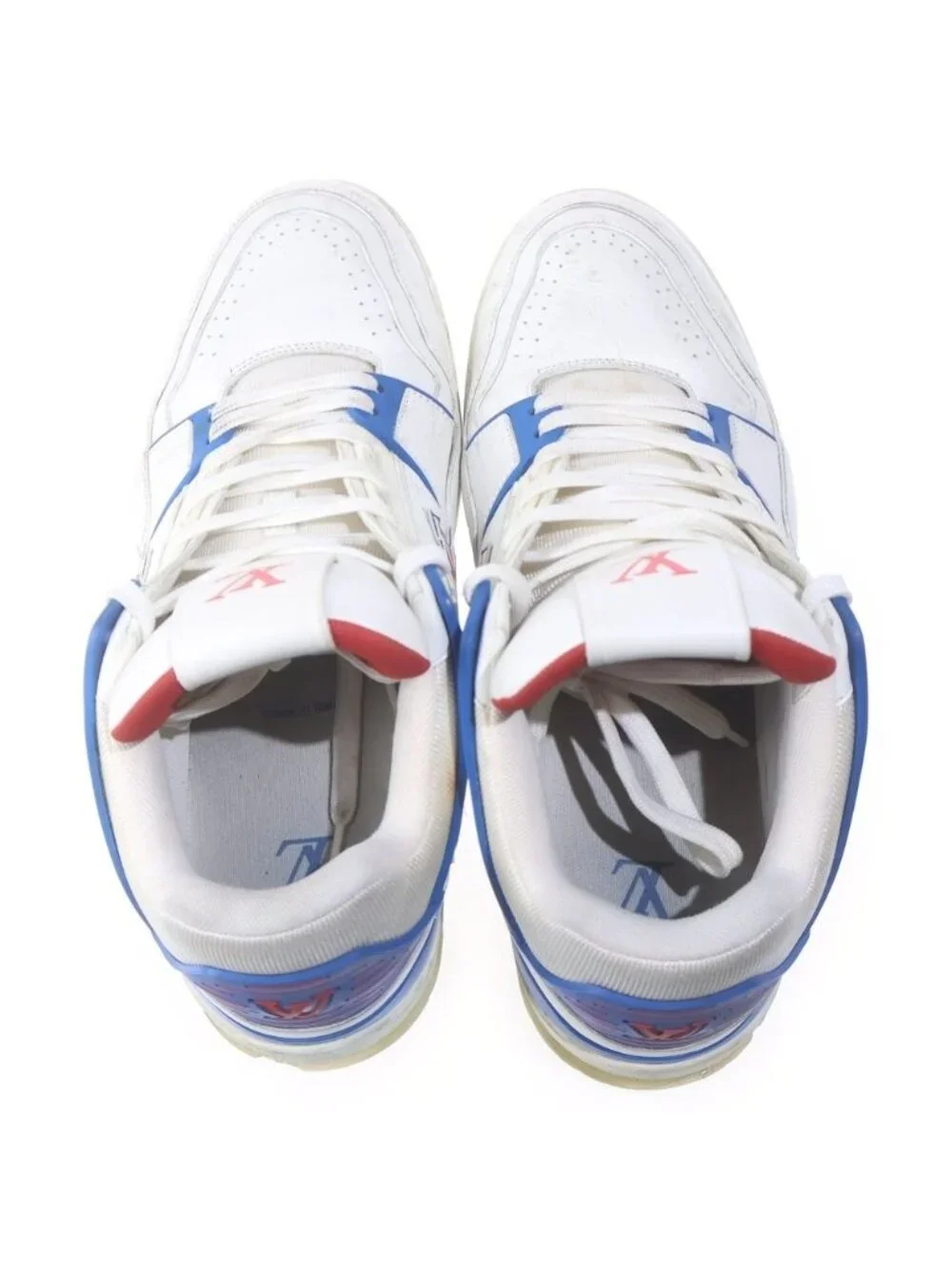 Louis Vuitton Line Lace Up Low Cut Sneakers White Blue - Picture 4 of 6